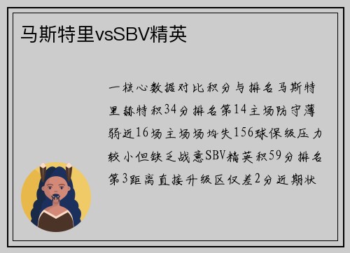 马斯特里vsSBV精英